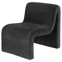 Adira Accent Chair, Modern Curved Armless Body, Ribbed Black Fabric -BM329630