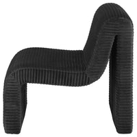 Adira Accent Chair, Modern Curved Armless Body, Ribbed Black Fabric -BM329630