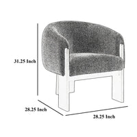 Vala Accent Chair, Modern Plush Gray Boucle Barrel Back, Black Wood -BM329634