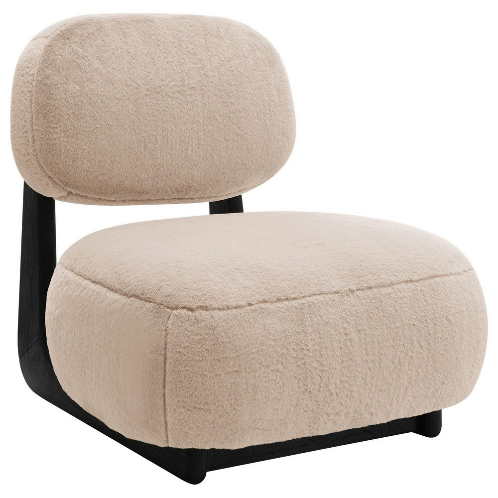 Diasa Armless Accent Chair, Camel Brown Fabric, Thick Foam Cushions -BM329635