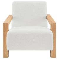 Fitz Accent Chair, Soft Ivory Boucle Cushions, Natural Brown Wood -BM329636