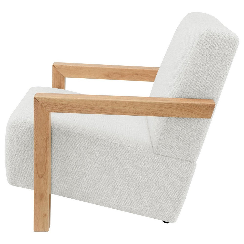 Fitz Accent Chair, Soft Ivory Boucle Cushions, Natural Brown Wood -BM329636