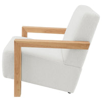 Fitz Accent Chair, Soft Ivory Boucle Cushions, Natural Brown Wood -BM329636