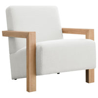 Fitz Accent Chair, Soft Ivory Boucle Cushions, Natural Brown Wood -BM329636