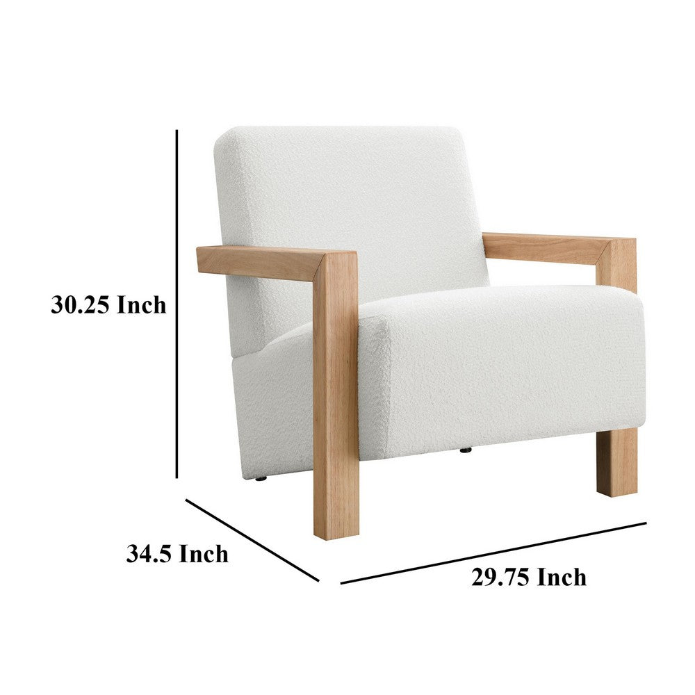 Fitz Accent Chair, Soft Ivory Boucle Cushions, Natural Brown Wood -BM329636