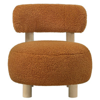 Zona Accent Chair, Barrel Back, Orange Boucle Fabric and Brown Wood -BM329638