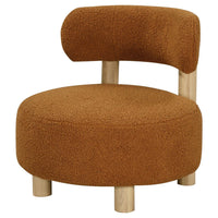 Zona Accent Chair, Barrel Back, Orange Boucle Fabric and Brown Wood -BM329638