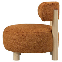 Zona Accent Chair, Barrel Back, Orange Boucle Fabric and Brown Wood -BM329638