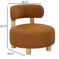 Zona Accent Chair, Barrel Back, Orange Boucle Fabric and Brown Wood -BM329638