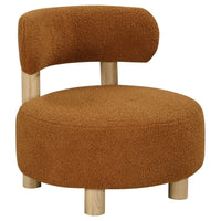 Zona Accent Chair, Barrel Back, Orange Boucle Fabric and Brown Wood -BM329638