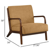 Arril Accent Chair, Soft Honey Orange Fabric Cushions, Dark Brown Wood -BM329642