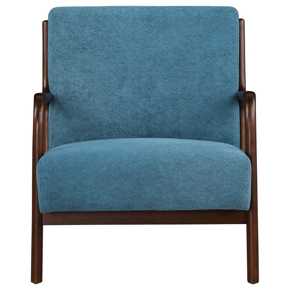 Arril Accent Chair, Soft Peacock Blue Cushions, Dark Brown Wood Frame -BM329643