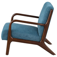 Arril Accent Chair, Soft Peacock Blue Cushions, Dark Brown Wood Frame -BM329643