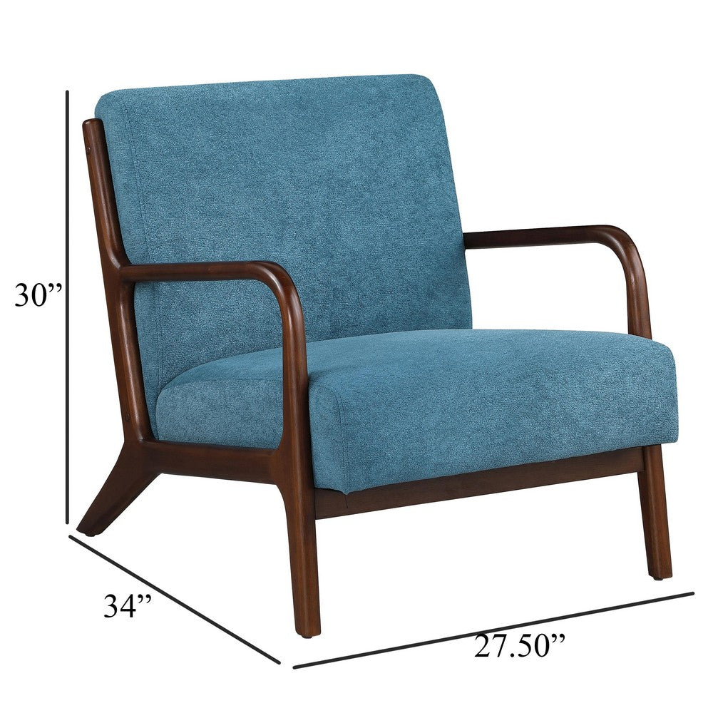 Arril Accent Chair, Soft Peacock Blue Cushions, Dark Brown Wood Frame -BM329643