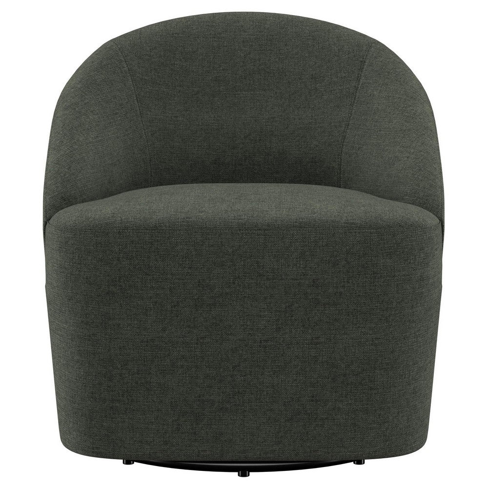 Lenie Barrel Accent Swivel Chair, Modern Minimal Shape, Dark Green -BM329646