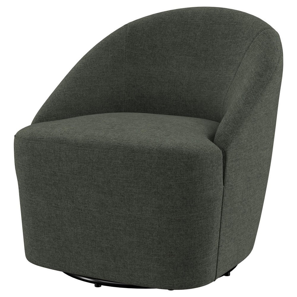 Lenie Barrel Accent Swivel Chair, Modern Minimal Shape, Dark Green -BM329646