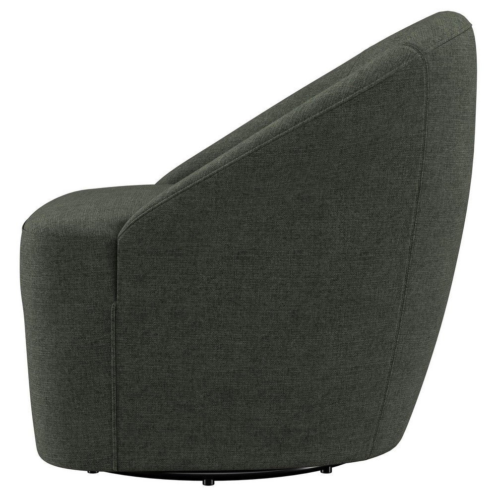 Lenie Barrel Accent Swivel Chair, Modern Minimal Shape, Dark Green -BM329646
