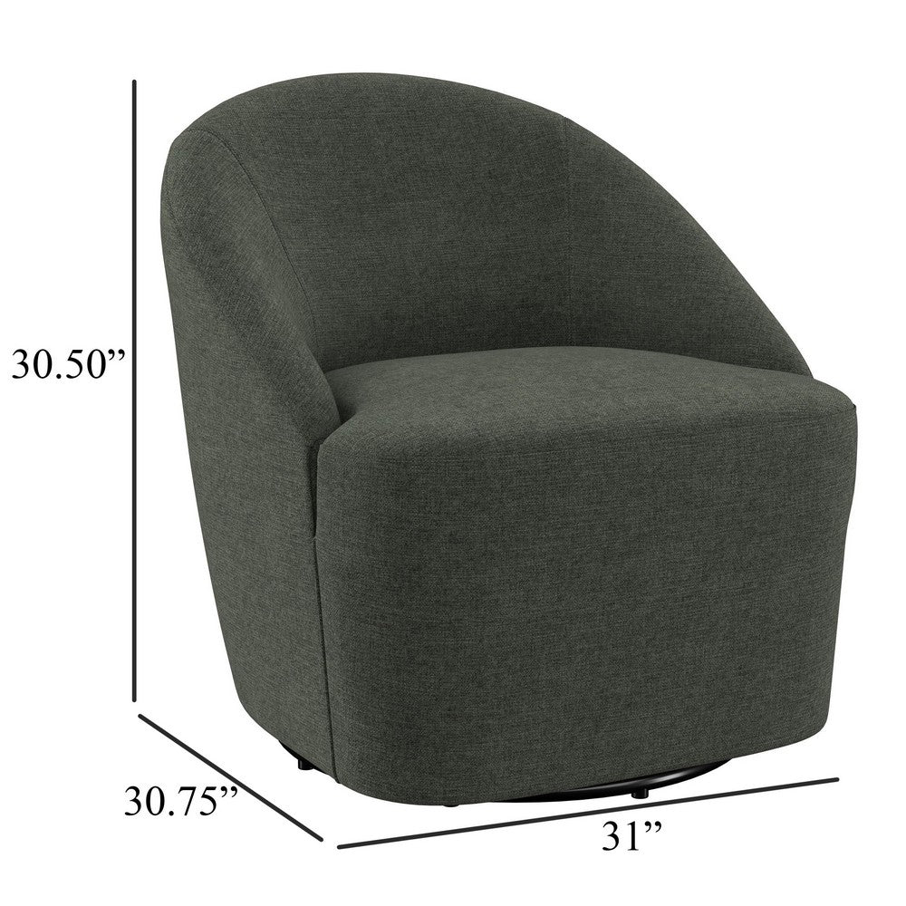 Lenie Barrel Accent Swivel Chair, Modern Minimal Shape, Dark Green -BM329646