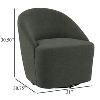 Lenie Barrel Accent Swivel Chair, Modern Minimal Shape, Dark Green -BM329646