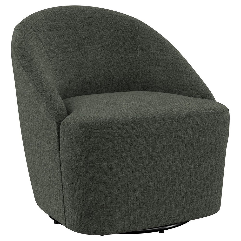 Lenie Barrel Accent Swivel Chair, Modern Minimal Shape, Dark Green -BM329646