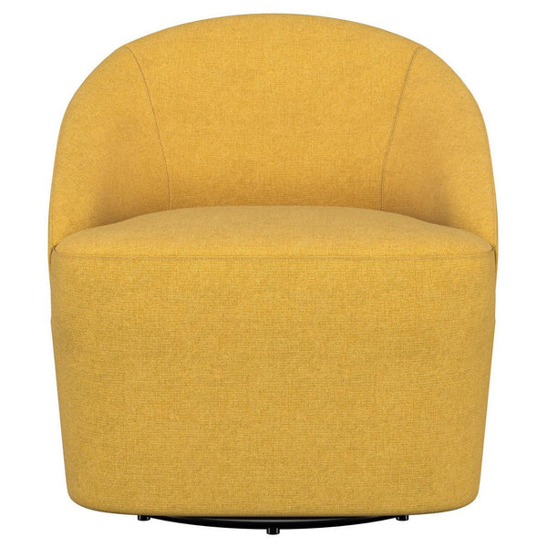 Lenie Barrel Accent Swivel Chair, Modern Minimal Shape, Mustard Yellow -BM329647