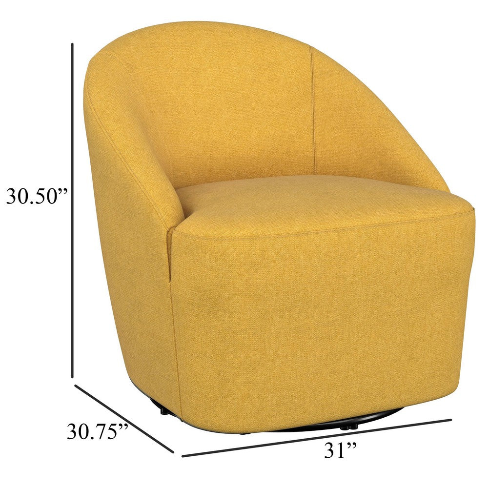 Lenie Barrel Accent Swivel Chair, Modern Minimal Shape, Mustard Yellow -BM329647