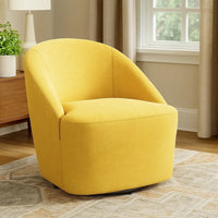 Lenie Barrel Accent Swivel Chair, Modern Minimal Shape, Mustard Yellow -BM329647