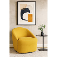 Lenie Barrel Accent Swivel Chair, Modern Minimal Shape, Mustard Yellow -BM329647