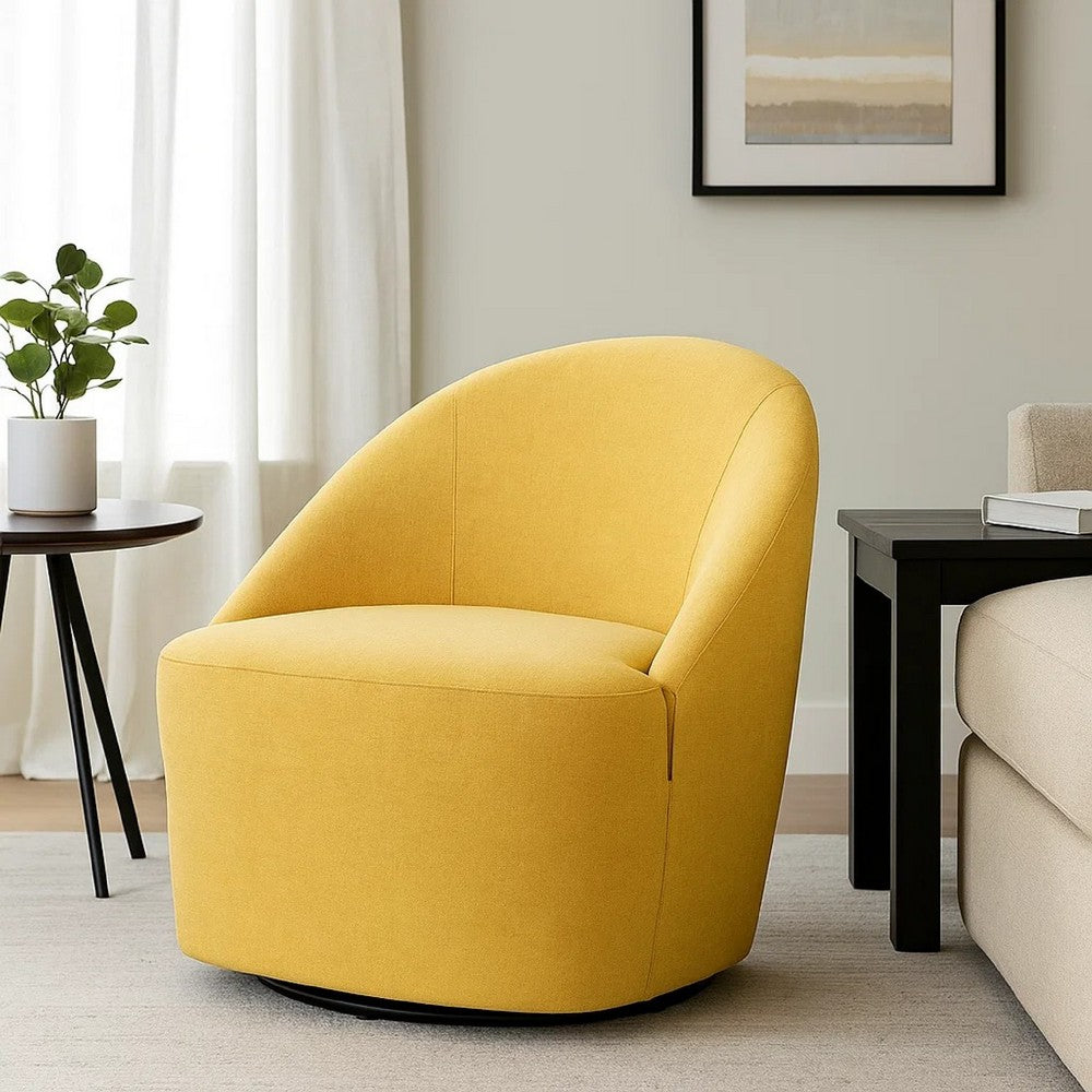 Lenie Barrel Accent Swivel Chair, Modern Minimal Shape, Mustard Yellow -BM329647