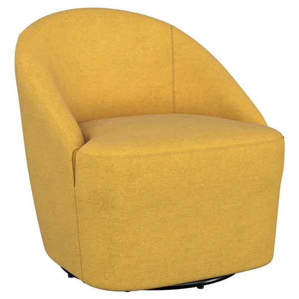 Lenie Barrel Accent Swivel Chair, Modern Minimal Shape, Mustard Yellow -BM329647
