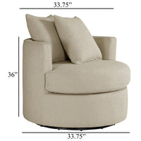 Catlyn Swivel Accent Chair, Camel Brown Fabric, 2 Accent Pillows -BM329648