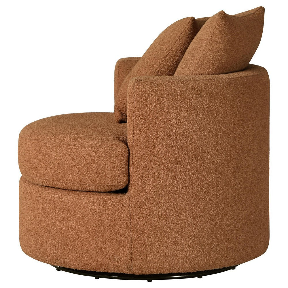Catlyn Swivel Accent Chair, Burnt Orange Fabric, 2 Accent Pillows -BM329649