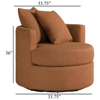 Catlyn Swivel Accent Chair, Burnt Orange Fabric, 2 Accent Pillows -BM329649