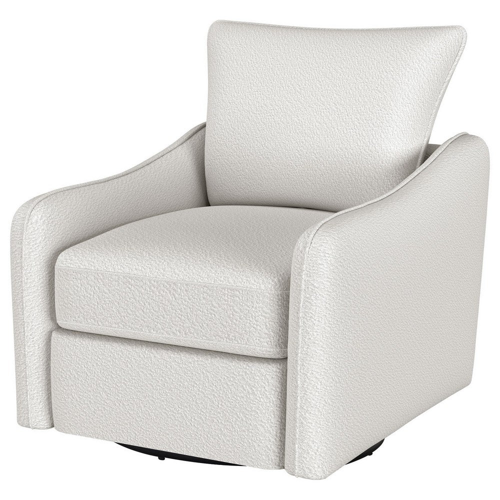 Adia Swivel Glider Chair, Sloped Arms, Plush Vanilla Ivory Boucle -BM329650