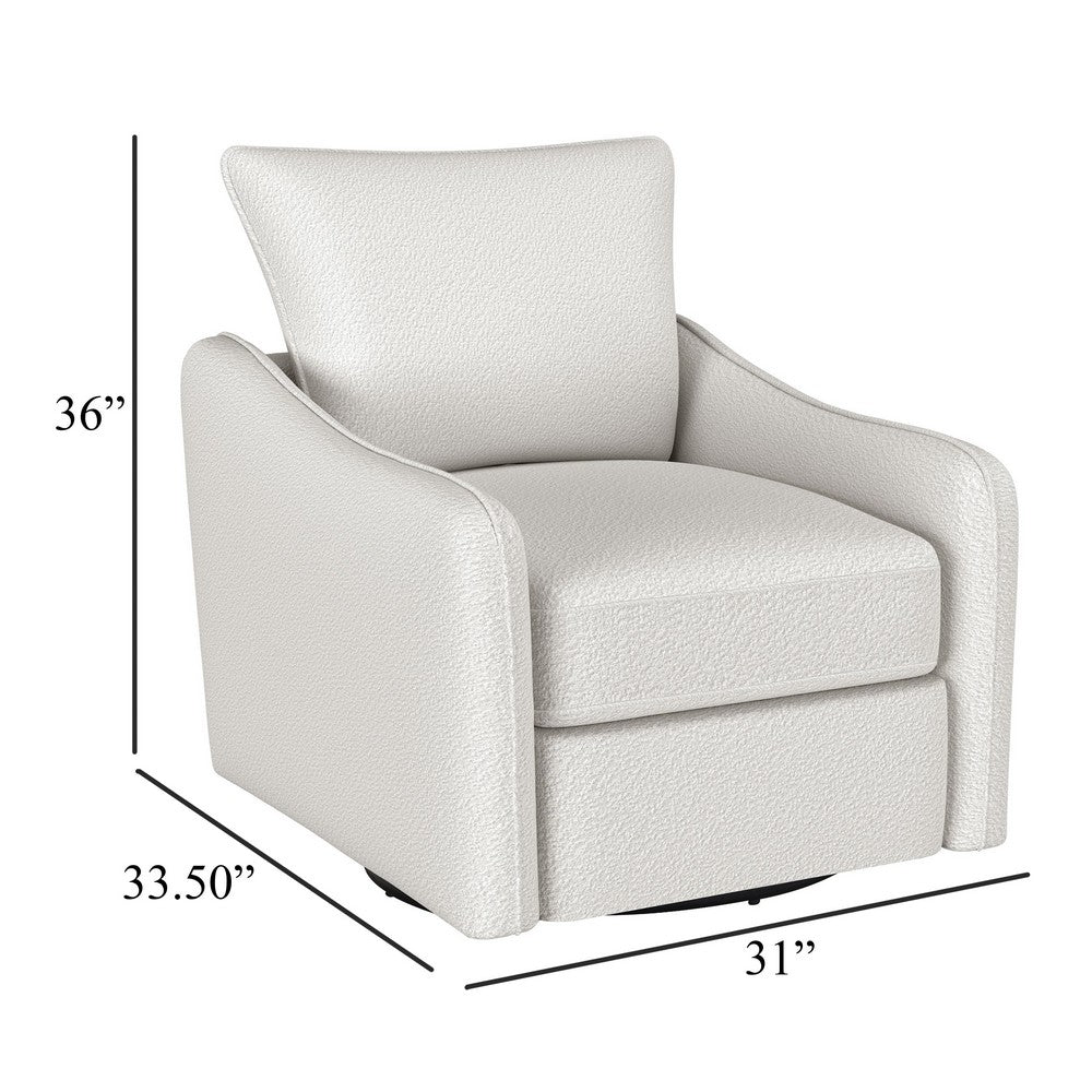 Adia Swivel Glider Chair, Sloped Arms, Plush Vanilla Ivory Boucle -BM329650