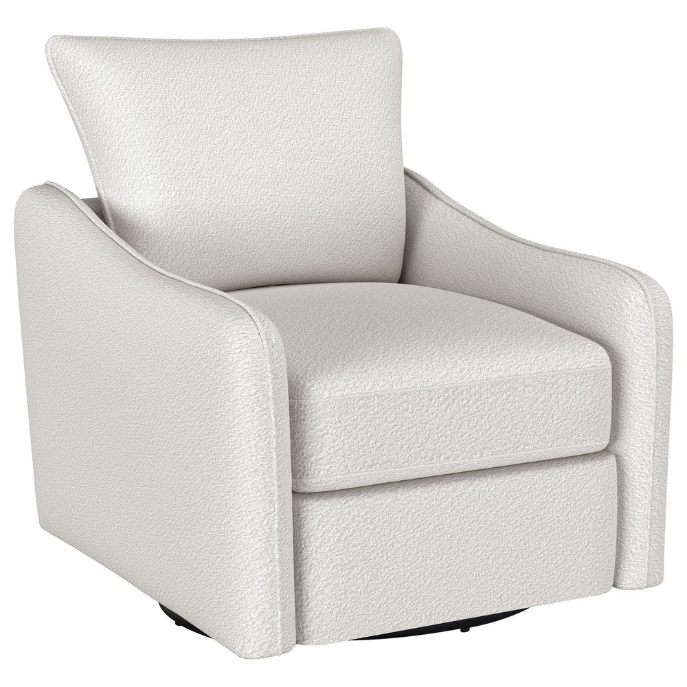 Adia Swivel Glider Chair, Sloped Arms, Plush Vanilla Ivory Boucle -BM329650