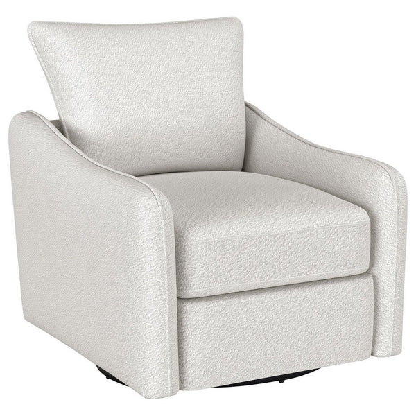 Adia Swivel Glider Chair, Sloped Arms, Plush Vanilla Ivory Boucle -BM329650
