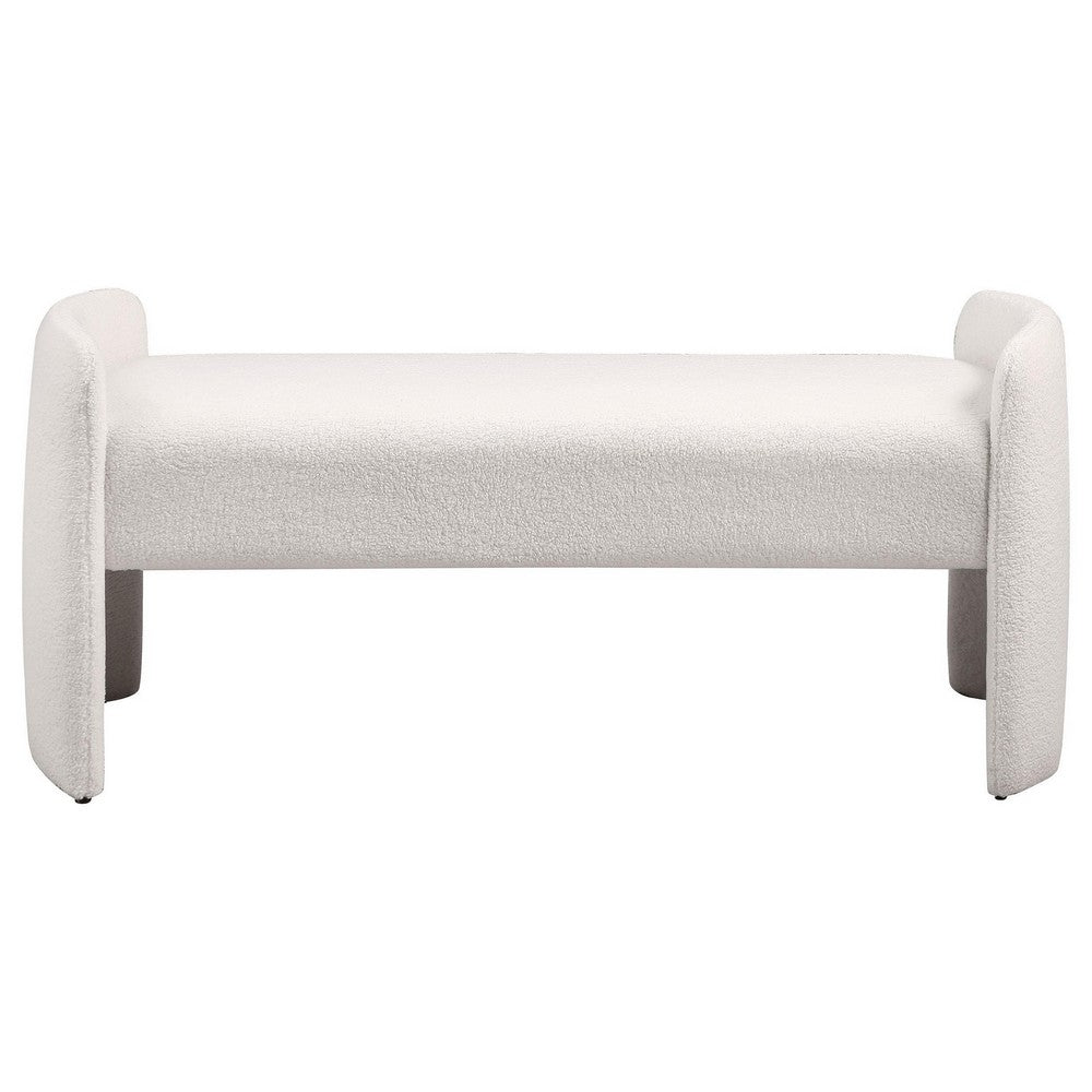 Perie Accent Bench, Modern Ivory Boucle, Soft Foam Cushions, 55 Inch -BM329652