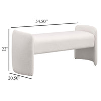 Perie Accent Bench, Modern Ivory Boucle, Soft Foam Cushions, 55 Inch -BM329652