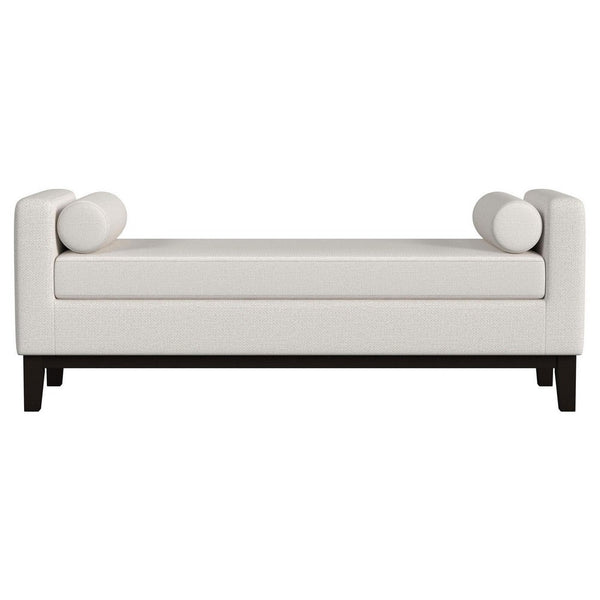 Rosana Accent Bench, Beige Fabric, 2 Round Bolster Pillows, 64 Inch -BM329653