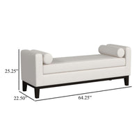 Rosana Accent Bench, Beige Fabric, 2 Round Bolster Pillows, 64 Inch -BM329653