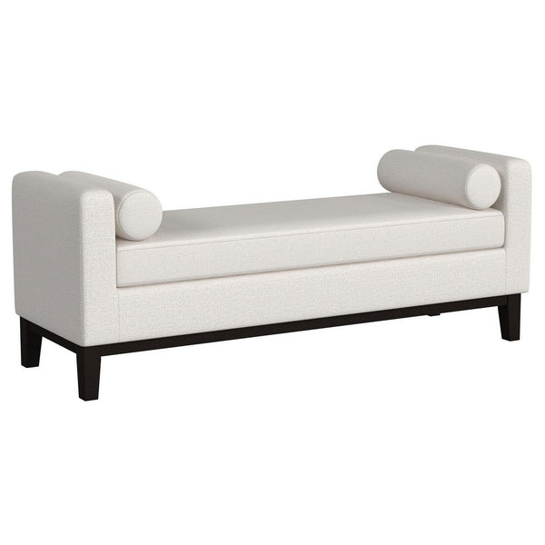 Rosana Accent Bench, Beige Fabric, 2 Round Bolster Pillows, 64 Inch -BM329653