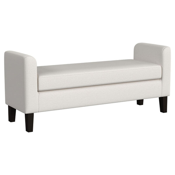 Reyan Accent Bench, Ivory Fabric, Foam Cushions, Black Wood, 60 Inch -BM329654