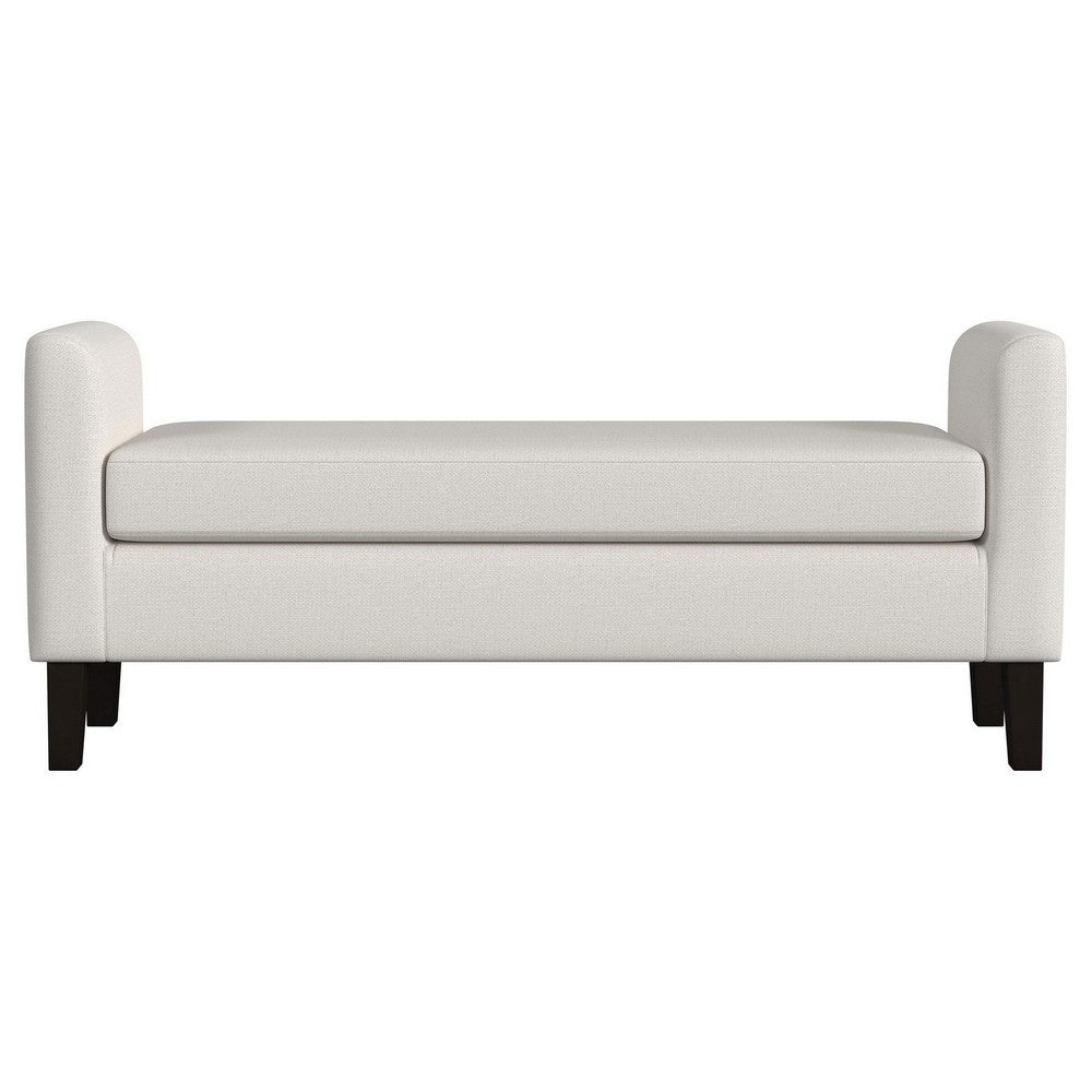 Reyan Accent Bench, Ivory Fabric, Foam Cushions, Black Wood, 60 Inch -BM329654