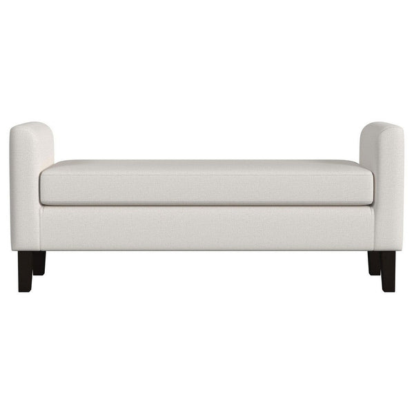 Reyan Accent Bench, Ivory Fabric, Foam Cushions, Black Wood, 60 Inch -BM329654
