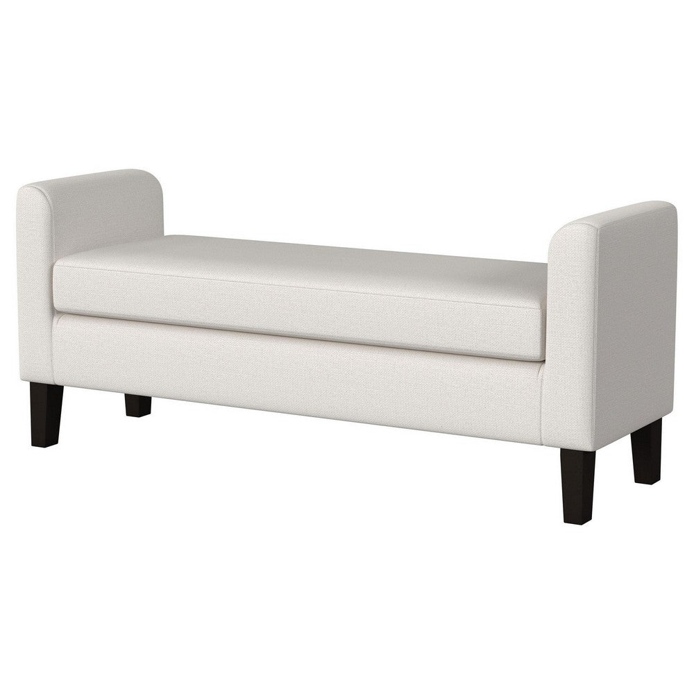 Reyan Accent Bench, Ivory Fabric, Foam Cushions, Black Wood, 60 Inch -BM329654