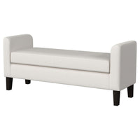 Reyan Accent Bench, Ivory Fabric, Foam Cushions, Black Wood, 60 Inch -BM329654