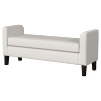 Reyan Accent Bench, Ivory Fabric, Foam Cushions, Black Wood, 60 Inch -BM329654