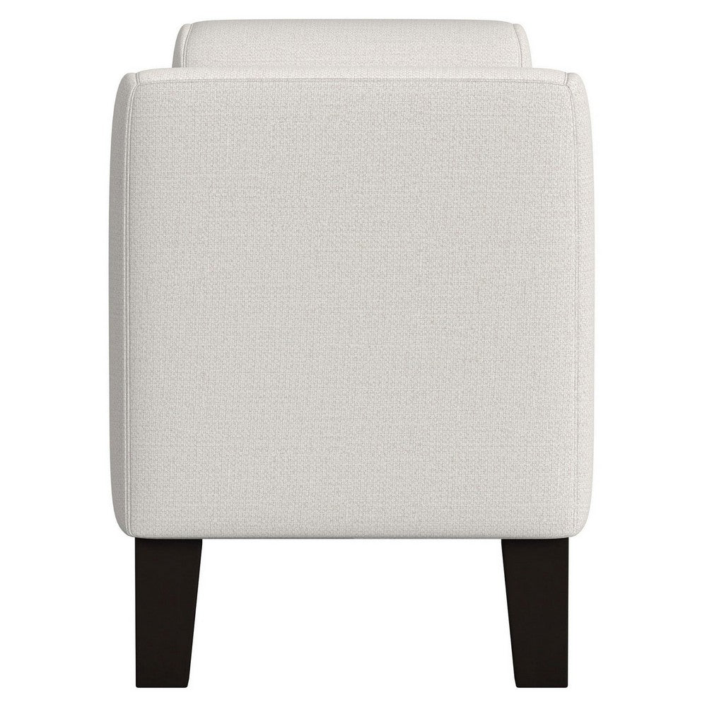 Reyan Accent Bench, Ivory Fabric, Foam Cushions, Black Wood, 60 Inch -BM329654