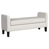 Reyan Accent Bench, Ivory Fabric, Foam Cushions, Black Wood, 60 Inch -BM329654
